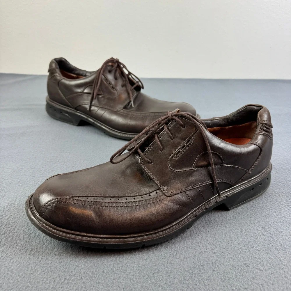 Clarks Unstructured Mens‎ Brown Leather Lace Up Dress Shoes Comfort Size 11.5